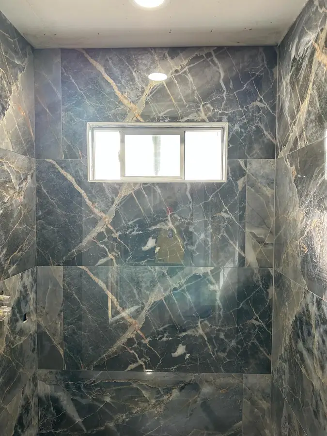 Green marble shower