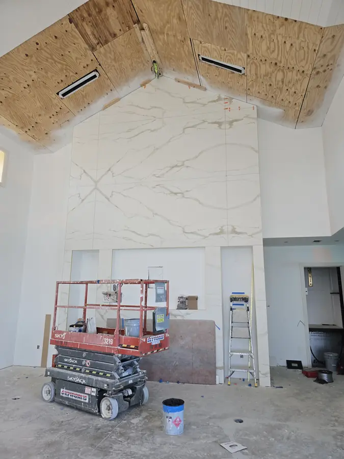 25-ft fireplace wall, in progress