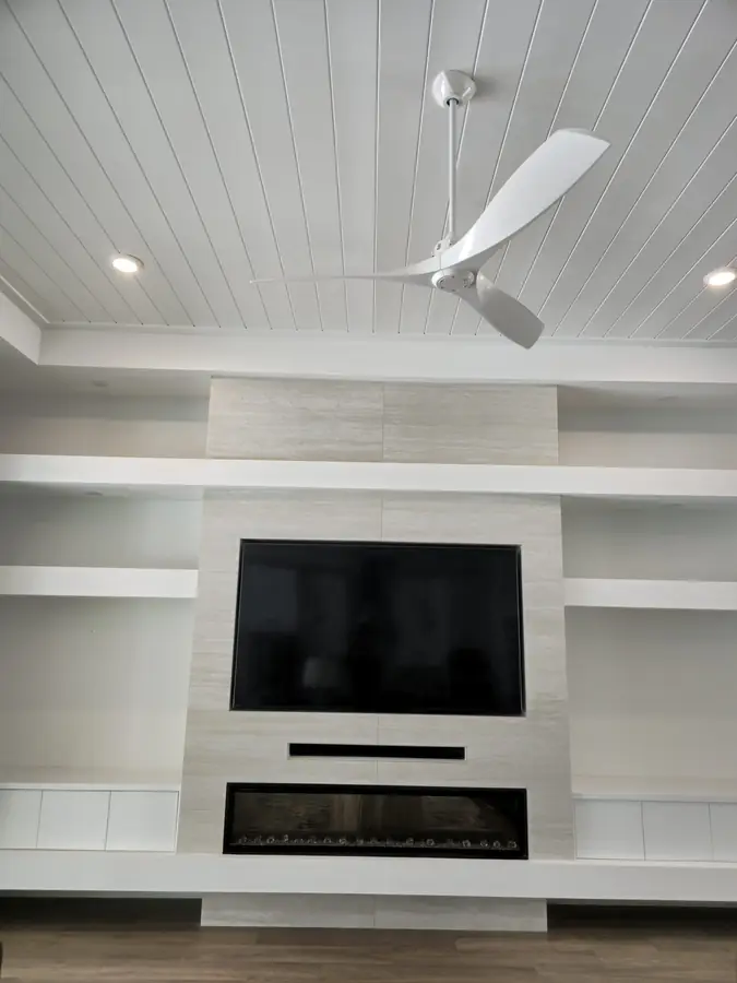 TV and fireplace wall
