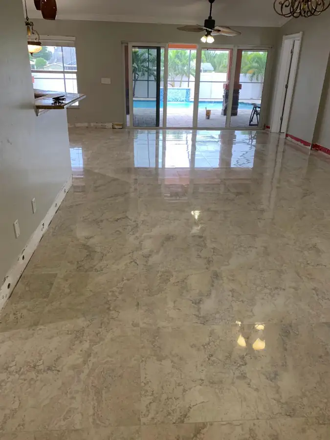 Polished marble floor