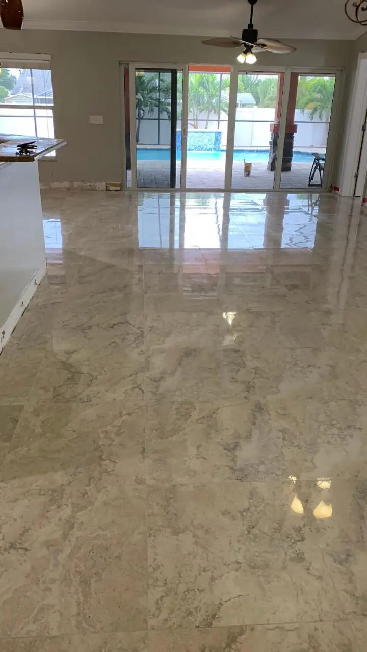 Polished stone and large-format tile floors