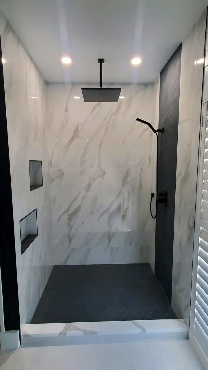 Marble-look shower